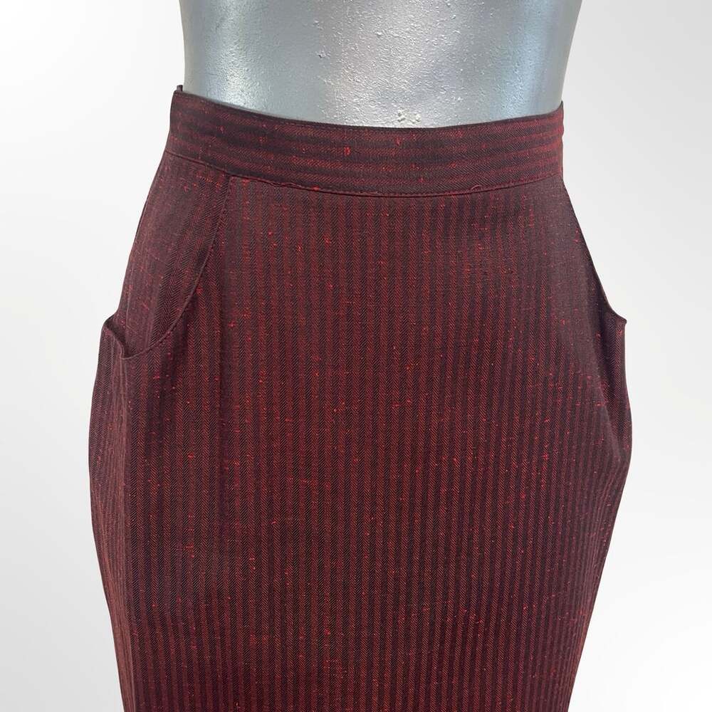 Baronesa Burgundy Pinstripe Skirt Suit Set - Picture 5 of 13